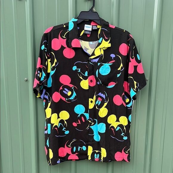 Men’s Mickey Mouse Heads Color Graphic Hawaiian Resort Shirt Size L - Picture 1 of 7